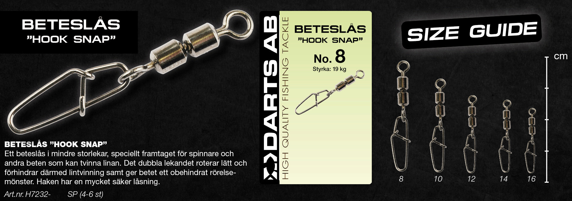 Beteslås "Hook Snap" no10  5-pack